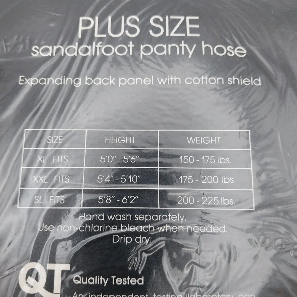 Vtg. XL White Nylon Sandalfoot Pantyhose Gold Circle Leg Views 150-175 Ib 2 pair
